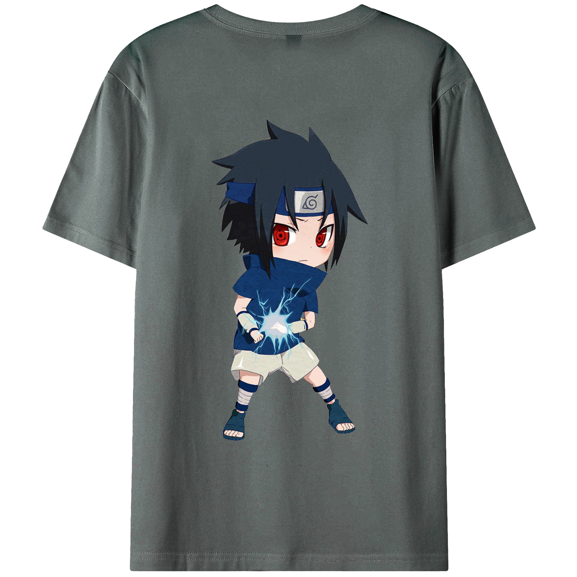 （画像用） NARUTO -ナルト- うちは サスケ Uchiha Sasuke 綿100％ メンズ半袖Tシャツ（バックプリント） 通気性